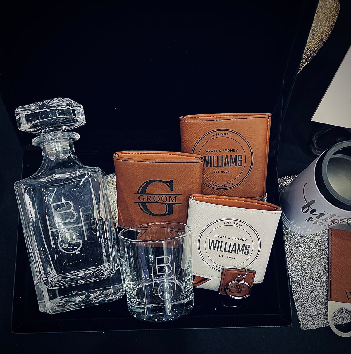 Personalized Whiskey Decanter with Rocks Glasses
