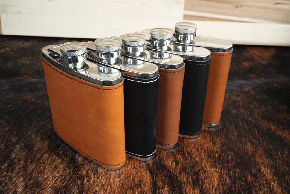 6 oz. Leatherette Wrapped Flask
