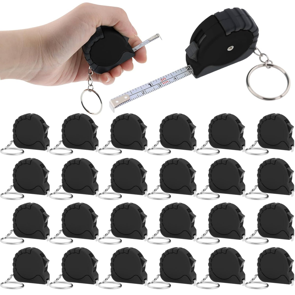 24 Piece Mini Tape Measure Keychains 3 ft