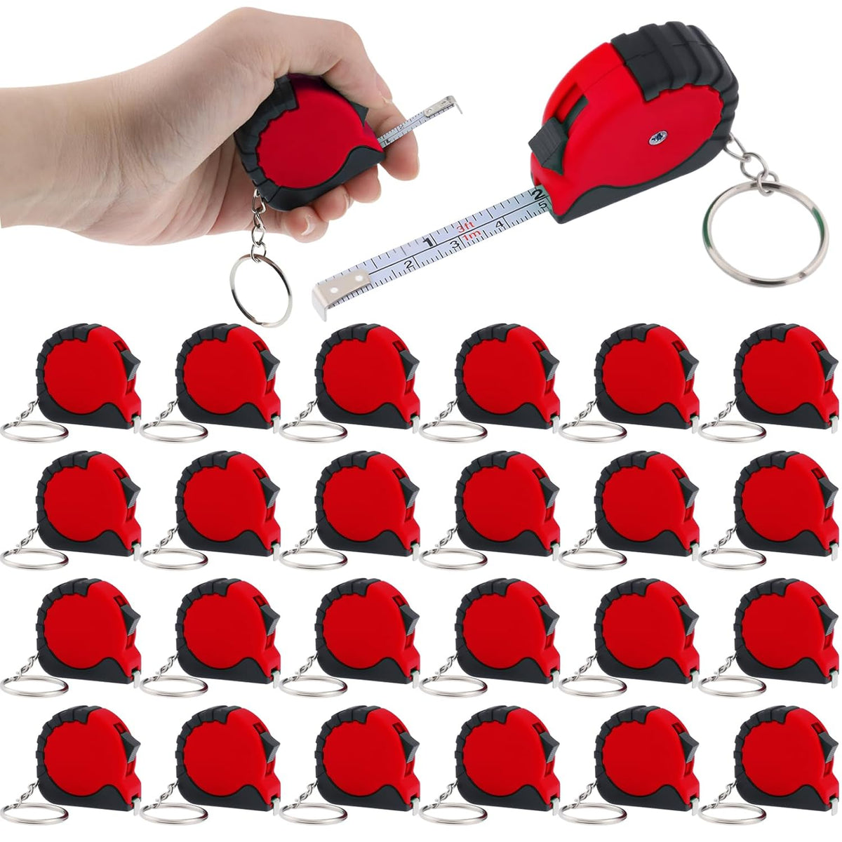 24 Piece Mini Tape Measure Keychains 3 ft