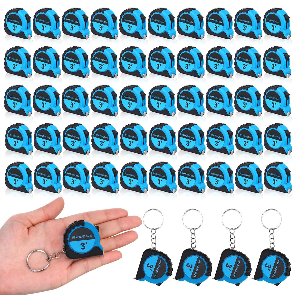 24 Piece Mini Tape Measure Keychains 3 ft