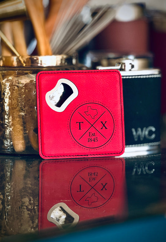 Personalized Coaster with Bottle Opener