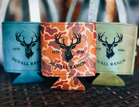 Heritage Collection Leather Koozie, Set of 5