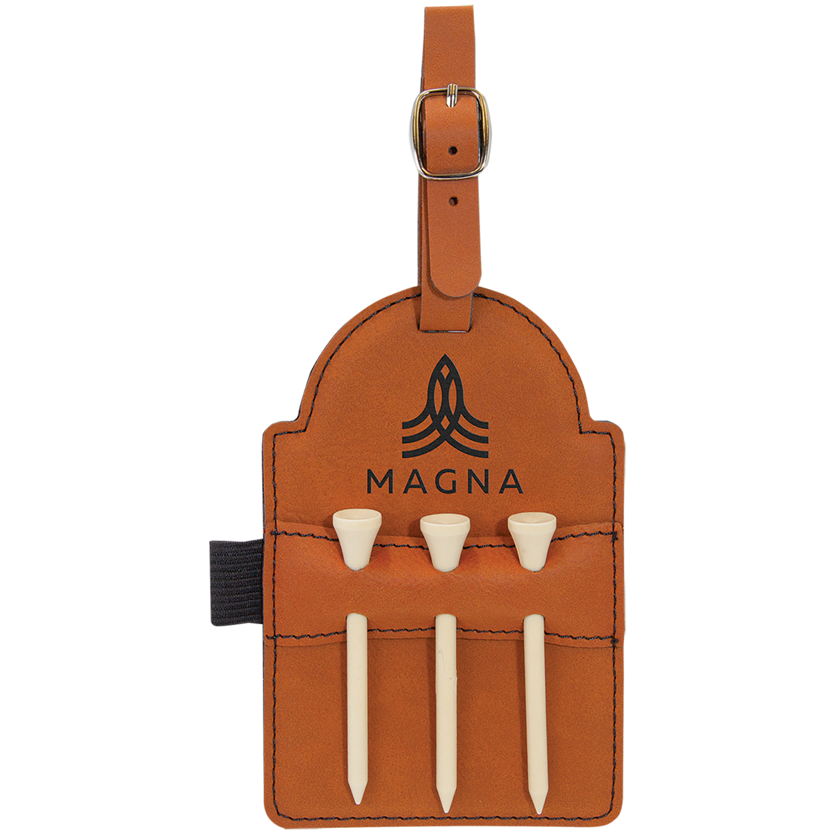 Golf Bag Tag with 3 Wooden Tees