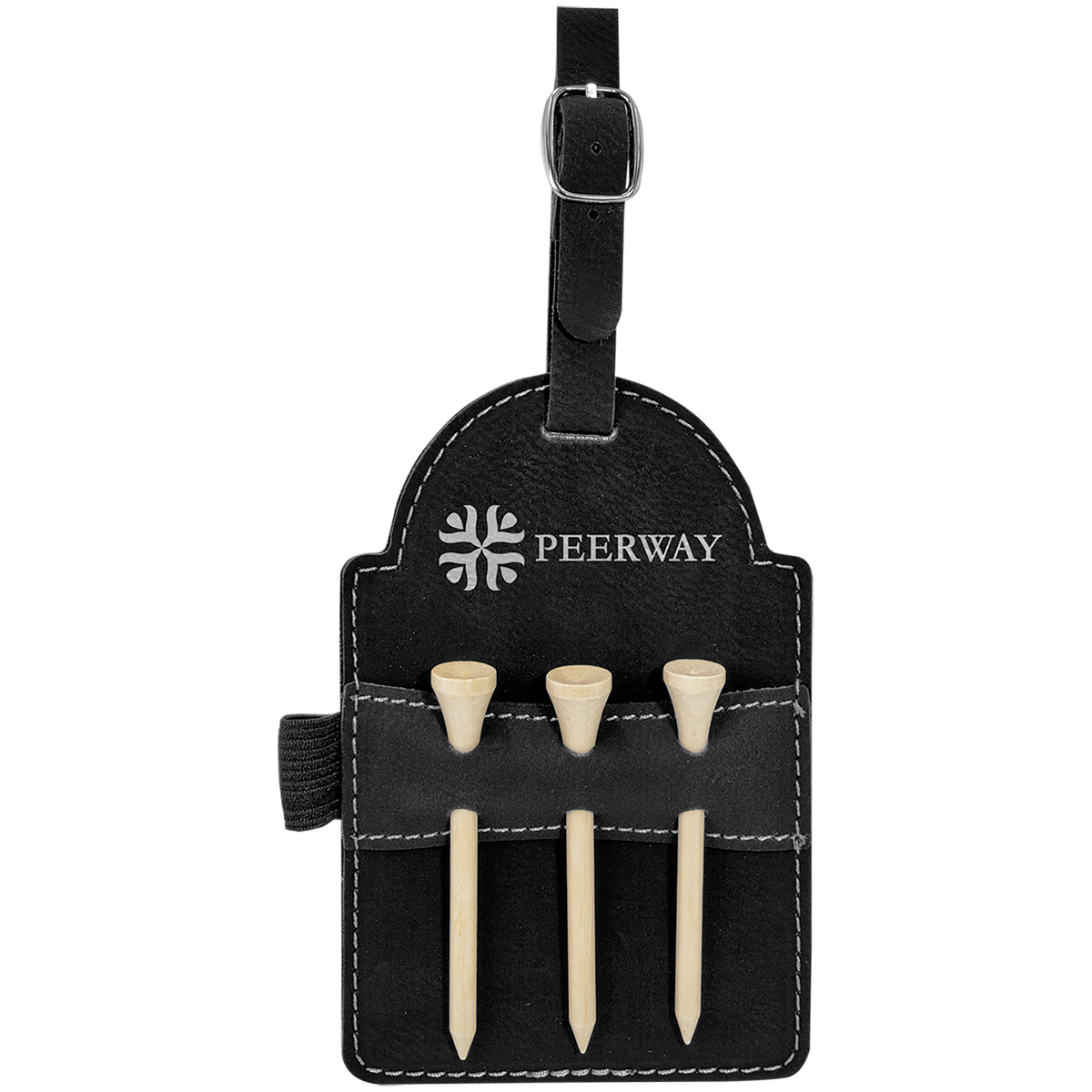 Golf Bag Tag with 3 Wooden Tees