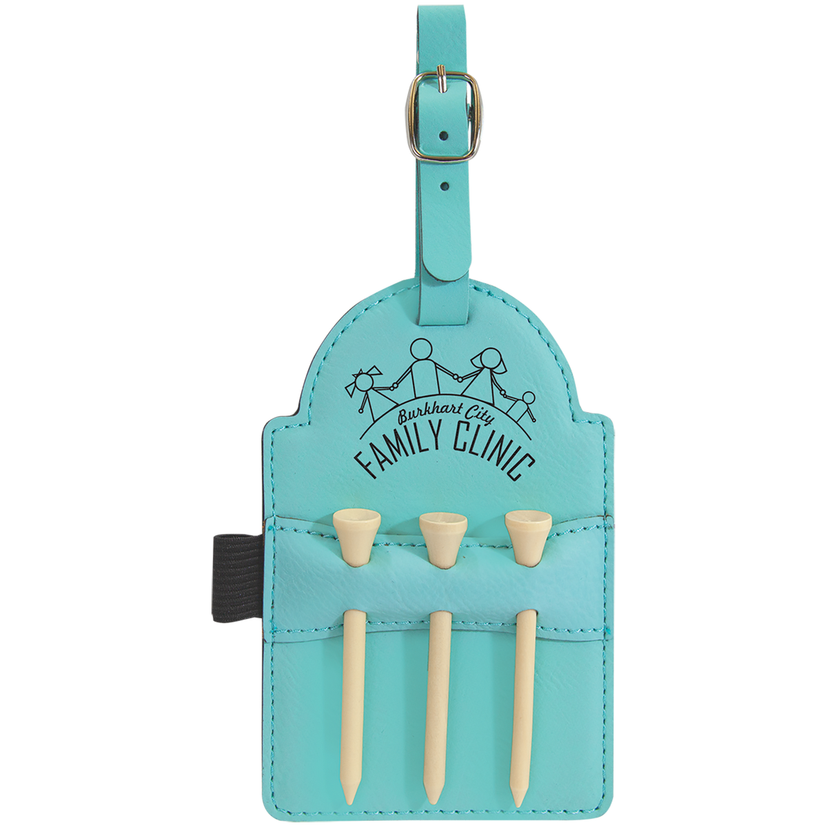 Golf Bag Tag with 3 Wooden Tees