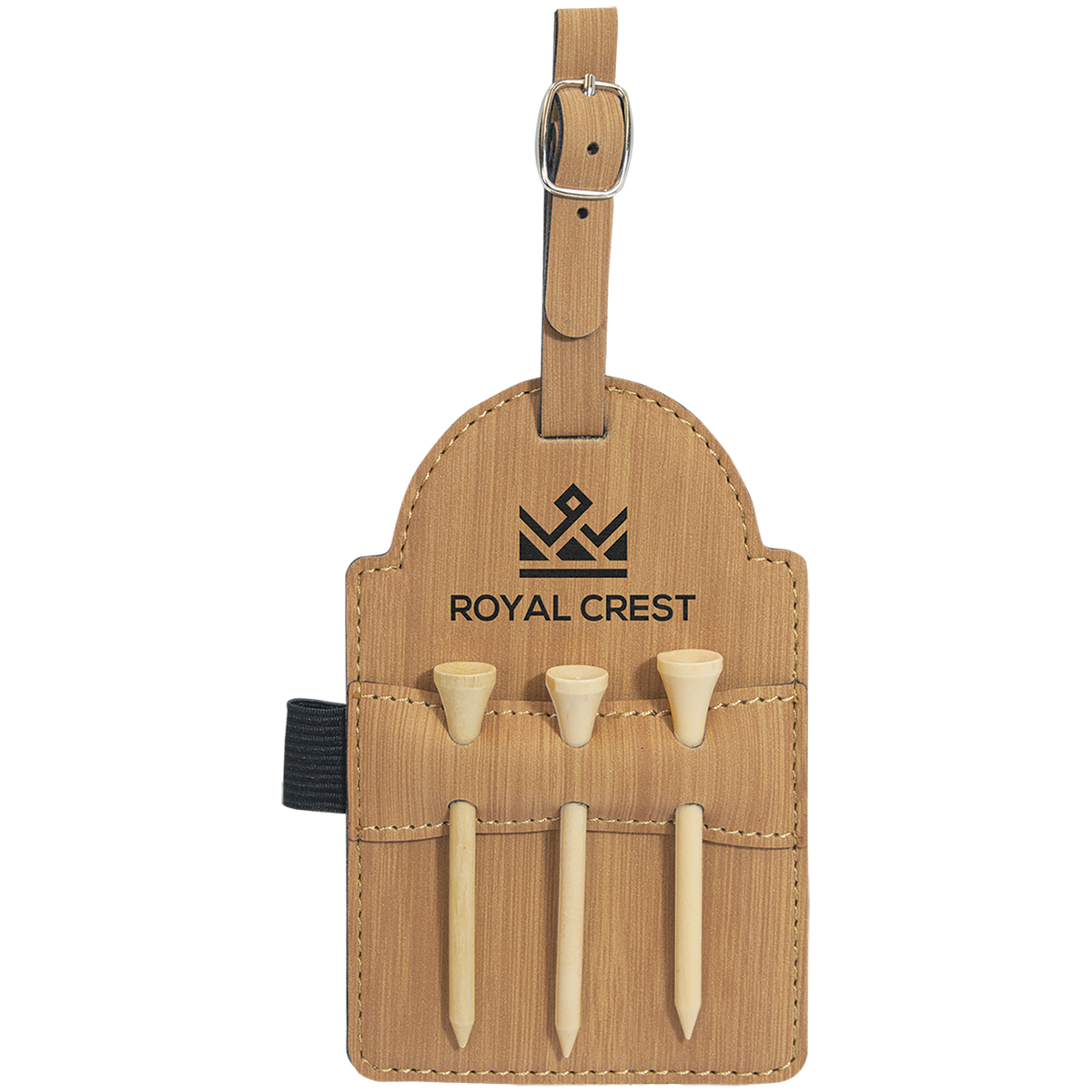 Golf Bag Tag with 3 Wooden Tees