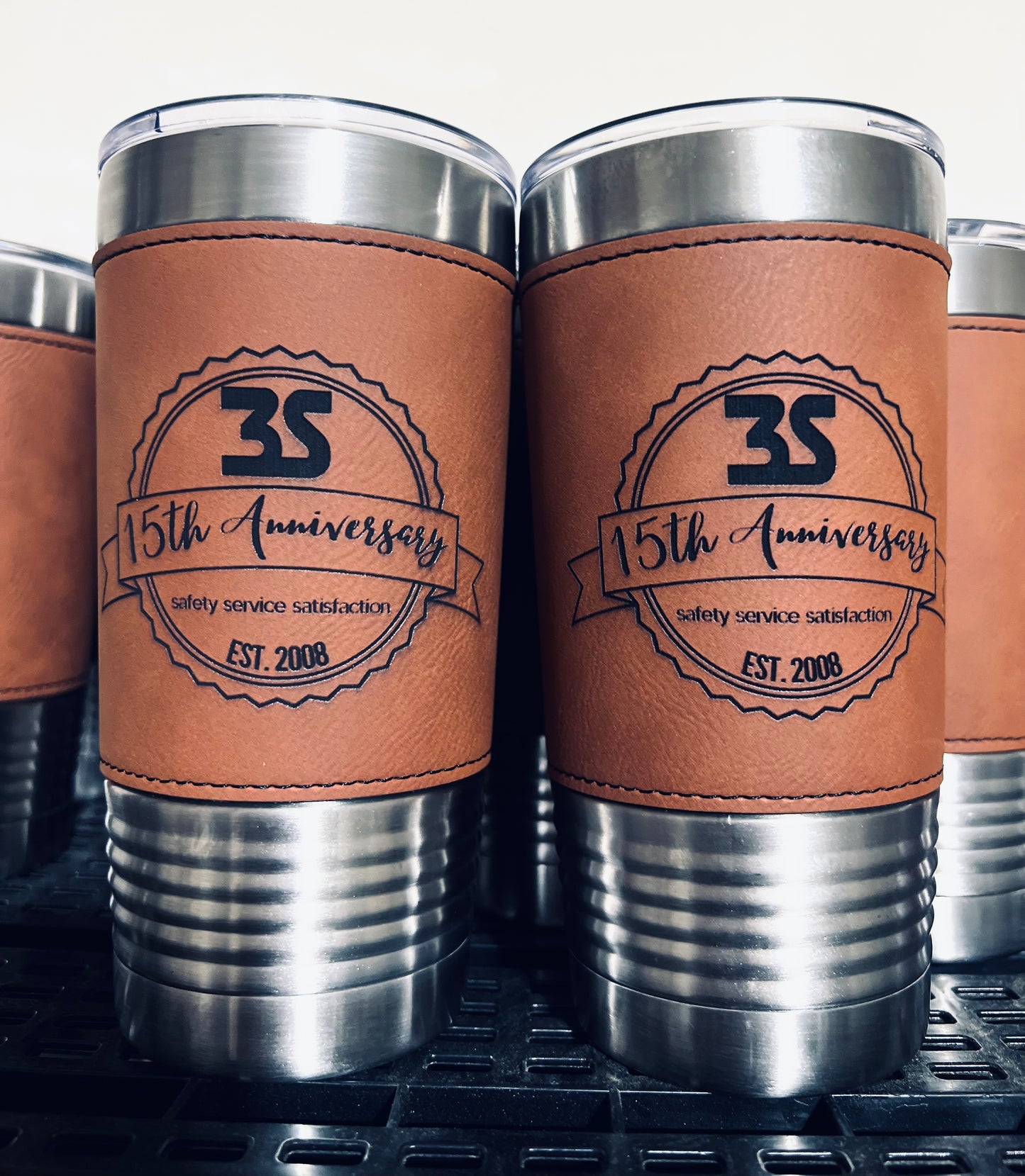 20 oz. Leather Wrapped Tumbler with Clear Lid