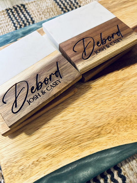 Marble & Wood Coasters, Set of 4