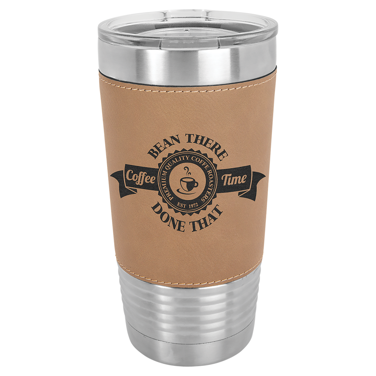 20 oz. Leather Wrapped Tumbler with Clear Lid