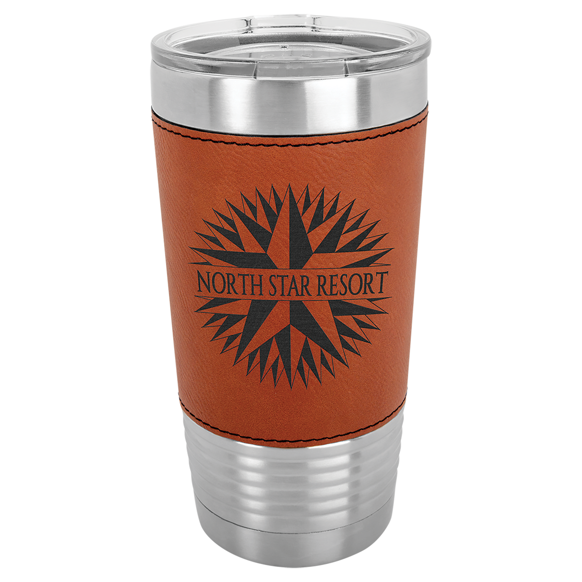 20 oz. Leather Wrapped Tumbler with Clear Lid