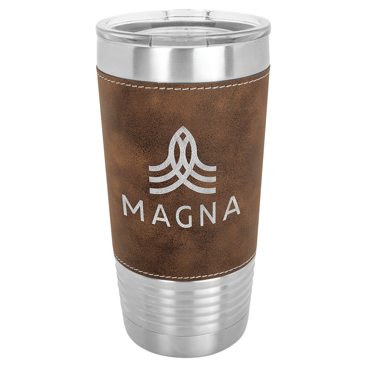 20 oz. Leather Wrapped Tumbler with Clear Lid