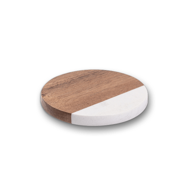 Marble & Wood Coasters, Set of 4